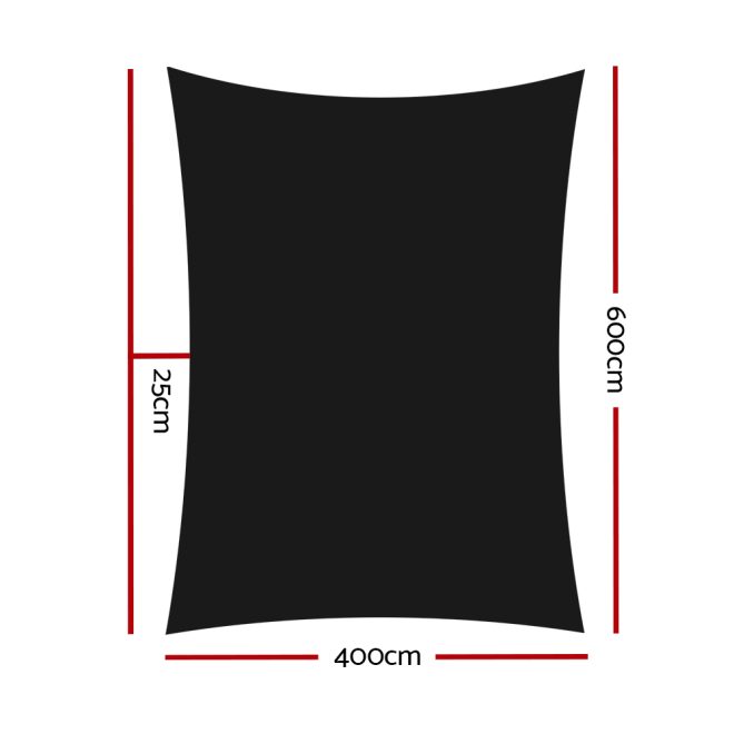 Instahut Sun Shade Sail Cloth Shadecloth Rectangle Canopy 280gsm – 4×6 m, Black