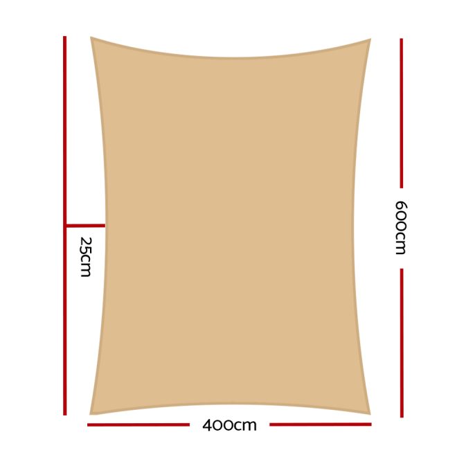Instahut Sun Shade Sail Cloth Shadecloth Rectangle Canopy 280gsm – 4×6 m, Sand Beige