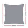 Instahut Sun Shade Sail Cloth Shadecloth Rectangle Canopy 280gsm – 6×6 m, Grey