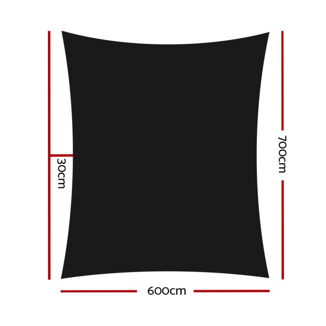 Instahut Sun Shade Sail Cloth Shadecloth Rectangle Canopy 280gsm – 6×7 m, Black