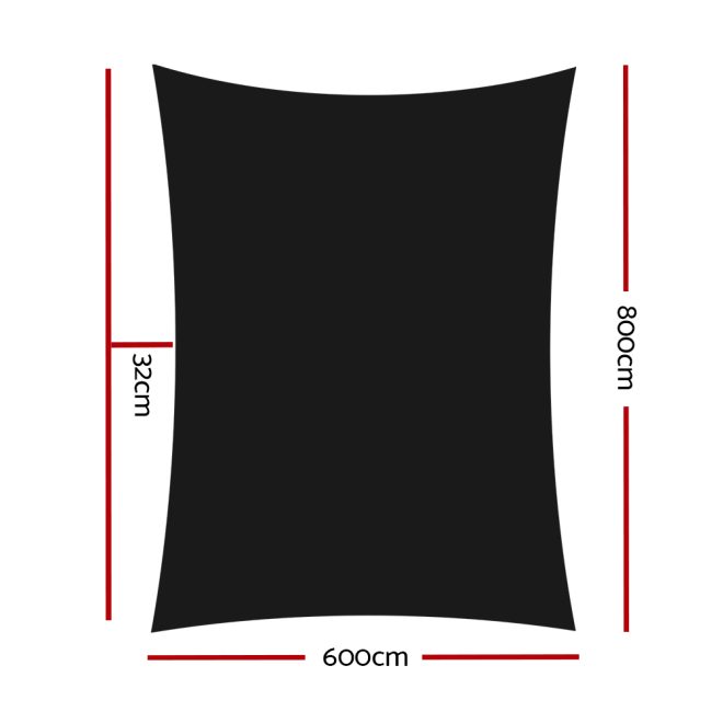 Instahut Sun Shade Sail Cloth Shadecloth Rectangle Canopy 280gsm – 6×8 m, Black