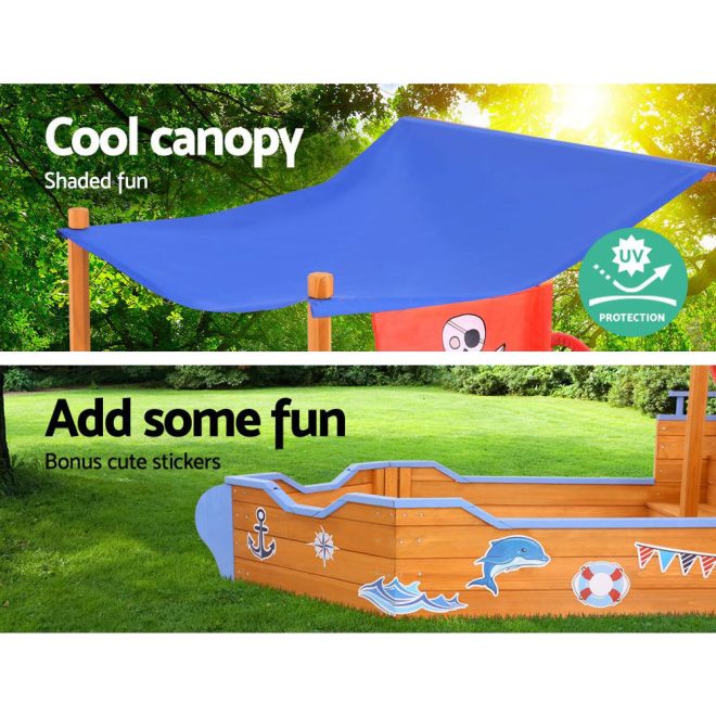 Keezi Boat Sand Pit – With Canopy