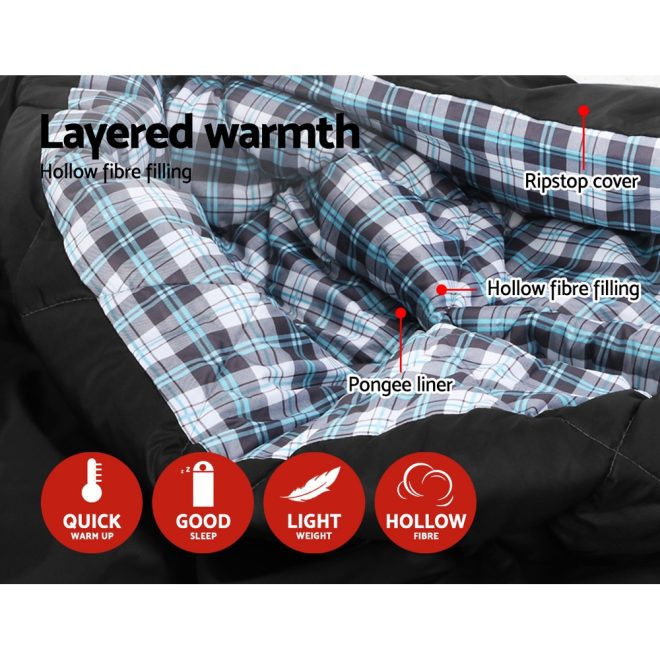 Weisshorn Sleeping Bag Camping Hiking Tent Outdoor Comfort 5 Degree – Grey