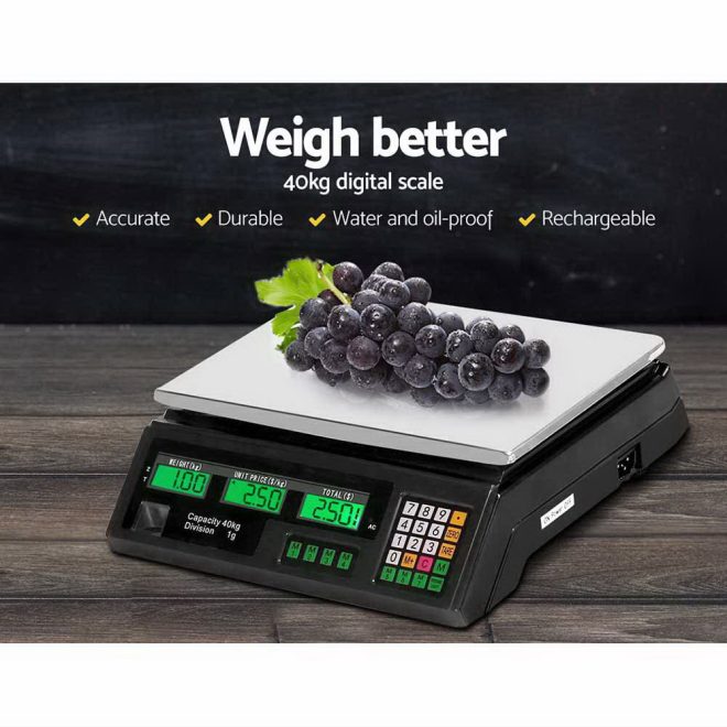 40KG Digital Kitchen Scale Electronic Scales Shop Market Commercial – Black