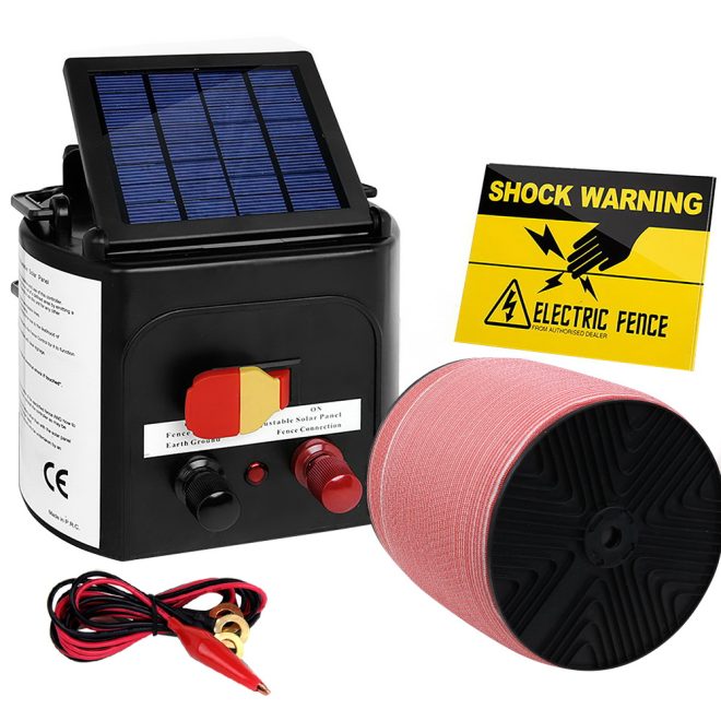 Giantz Electric Fence Energiser Solar Powered Energizer Charger + Tape – 1200M-3KM