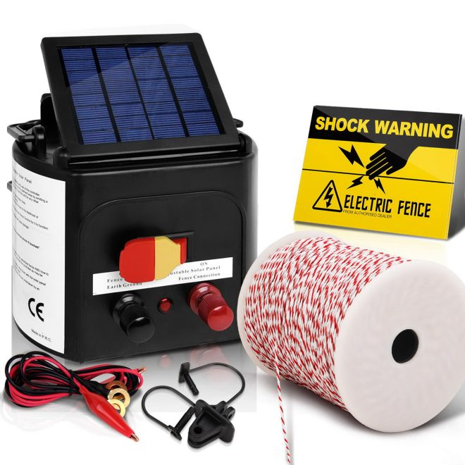 Giantz Solar Electric Fence Energiser Charger with Tape and 25pcs Insulators – 500M-5KM