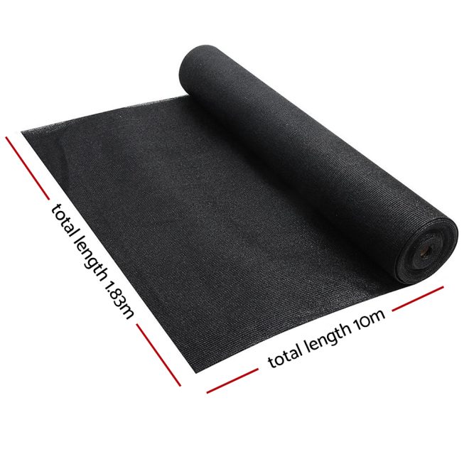 Instahut Shade Sail Cloth – 1.83×10 m, Black