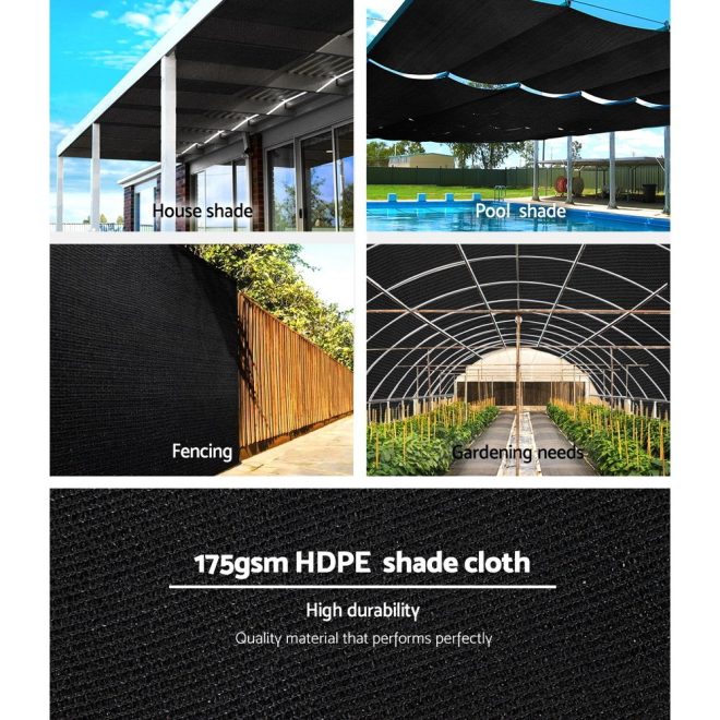 Instahut 70% Sun Shade Cloth Shadecloth Sail Roll Mesh Outdoor 175gsm – 1.83×50 m, Black