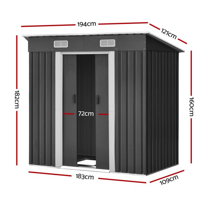 Giantz Garden Shed Outdoor Storage Sheds Tool Workshop – 1.94×1.21 m, With base