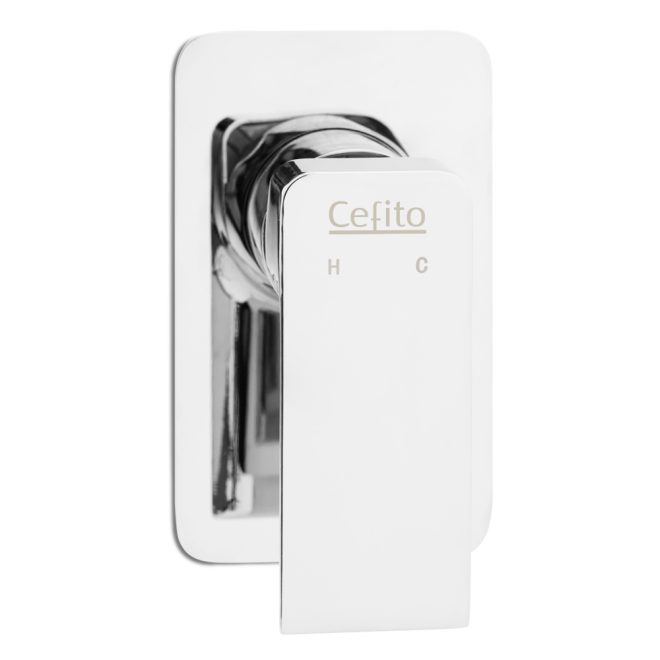 Cefito Bathroom Taps Faucet Rain Shower Head Set Hot And Cold Diverter DIY – Silver, Shower Mixer