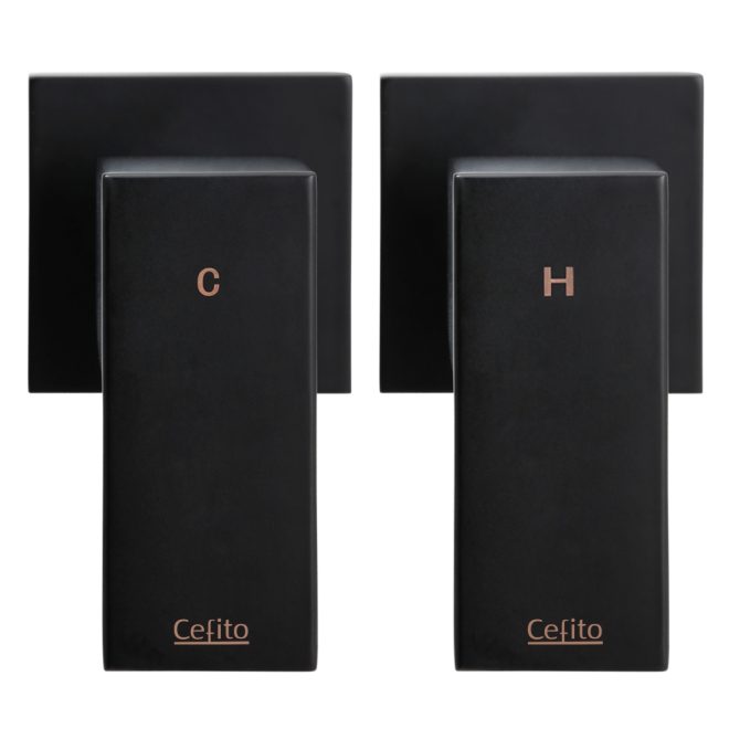 Cefito Bathroom Taps Faucet Rain Shower Head Set Hot And Cold Diverter DIY – Black, Shower Taps Set