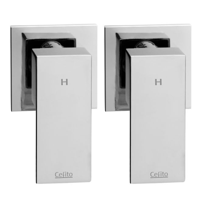 Cefito Bathroom Taps Faucet Rain Shower Head Set Hot And Cold Diverter DIY – Silver, Shower Taps Set