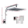 Cefito WElS 8” Rain Shower Head Set Square High Pressure Wall Arm DIY – Silver, 8” Round Shower Head + Shower Taps Set