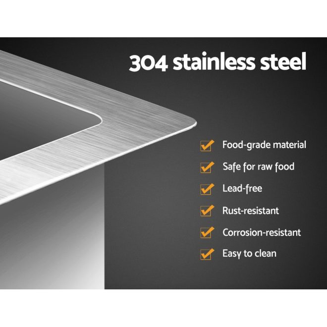 Cefito Stainless Steel Kitchen Sink Under/Top/Flush Mount Silver – 51x45x20.5 cm