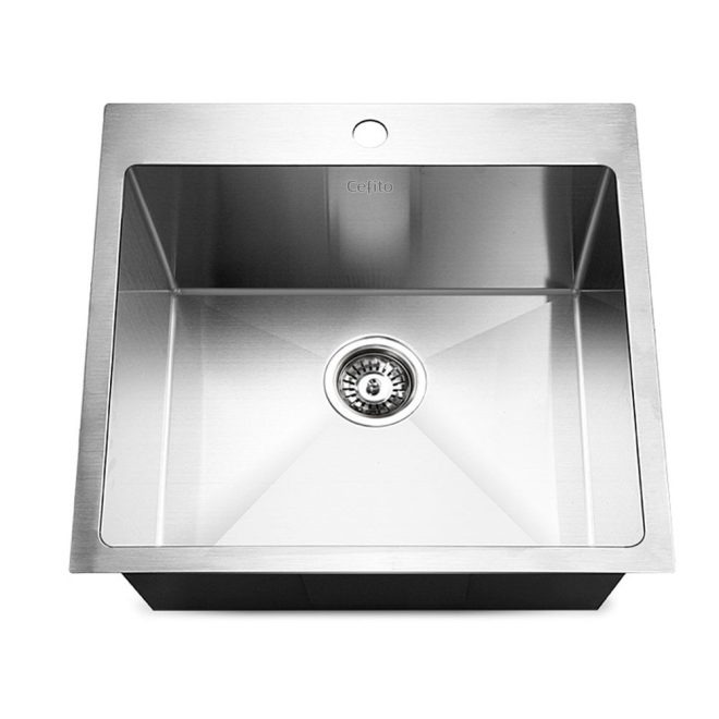 Cefito Stainless Steel Kitchen Sink Under/Top/Flush Mount Silver – 53x50x22 cm