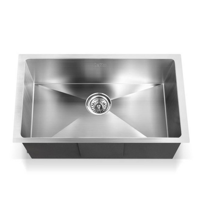 Cefito Stainless Steel Kitchen Sink Under/Top/Flush Mount Silver – 70x45x22 cm