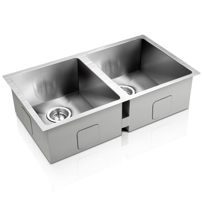Cefito Homemade Kitchen Sink Stainless Steel Sink – 77x45x20.5 cm