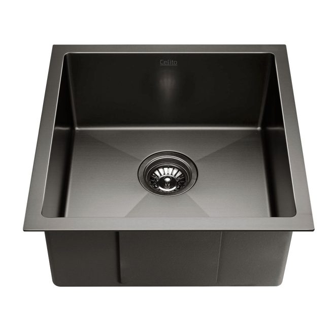 Cefito Stainless Steel Kitchen Sink Under/Top/Flush Mount Black – 51x45x20.5 cm