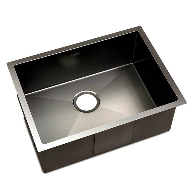 Cefito Stainless Steel Kitchen Sink Under/Top/Flush Mount Black – 60x45x22 cm