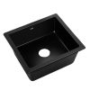 Cefito Stone Kitchen Sink Granite Under/Topmount Basin Bowl Laundry – 46x41x23.6 cm, Black