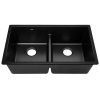 Cefito Stone Kitchen Sink 790X460MM Granite Under/Topmount Basin Double Bowl – Black