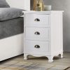 Artiss Vintage Bedside Table Chest Storage Cabinet Nightstand – White, 3 Drawer
