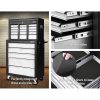 Giantz 14 Drawers Toolbox Chest Cabinet Mechanic Trolley Garage Tool Storage Box – Black and Silver