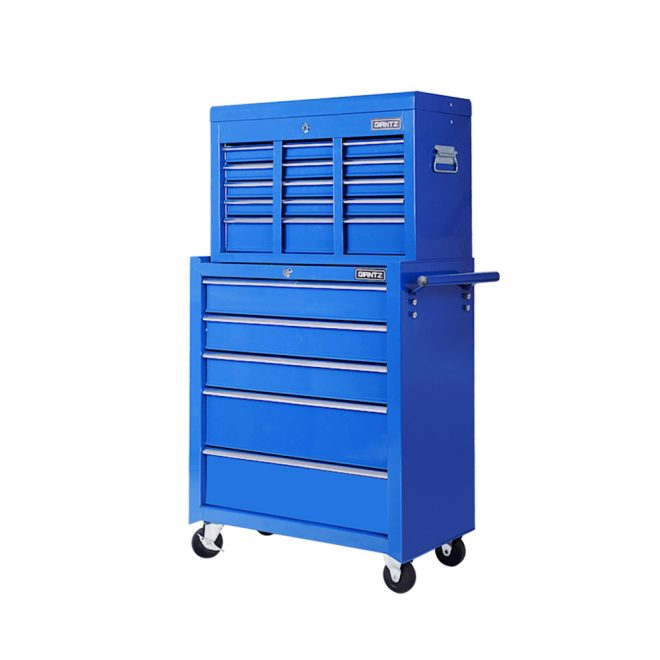 Giantz 14 Drawers Toolbox Chest Cabinet Mechanic Trolley Garage Tool Storage Box – Blue