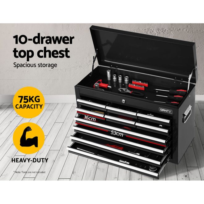 Giantz 17 Drawers Tool Box Trolley Chest Cabinet Cart Garage Mechanic Toolbox – Black
