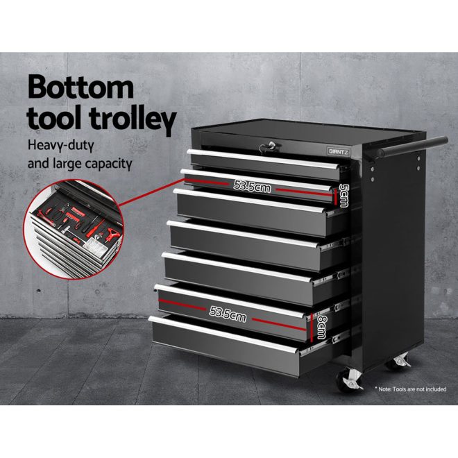 Giantz 17 Drawers Tool Box Trolley Chest Cabinet Cart Garage Mechanic Toolbox – Black