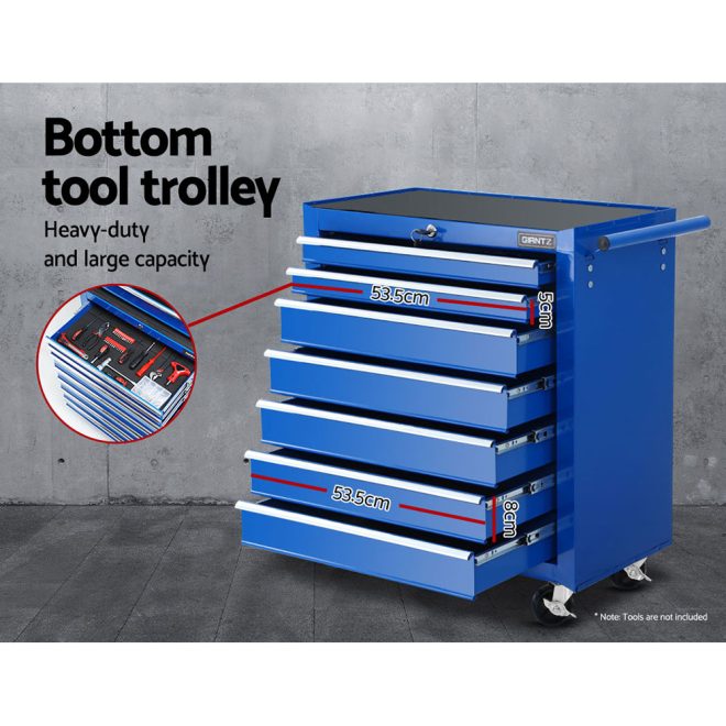 Giantz 17 Drawers Tool Box Trolley Chest Cabinet Cart Garage Mechanic Toolbox – Blue