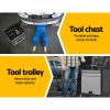 Giantz 7 Drawer Tool Box Cabinet Chest Storage Garage Toolbox Organiser Set – Black and Silver