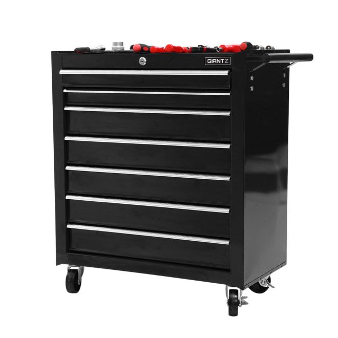 Giantz Tool Chest and Trolley Box Cabinet 7 Drawers Cart Garage Storage – Black