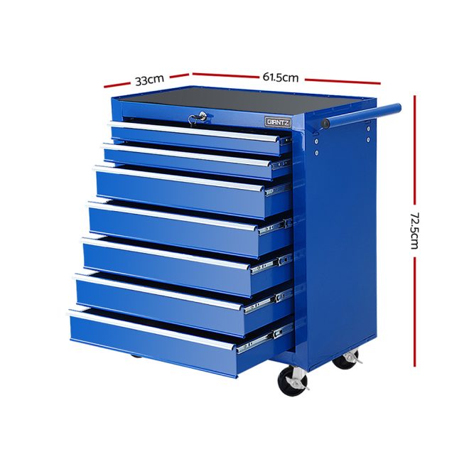 Giantz Tool Chest and Trolley Box Cabinet 7 Drawers Cart Garage Storage – Blue