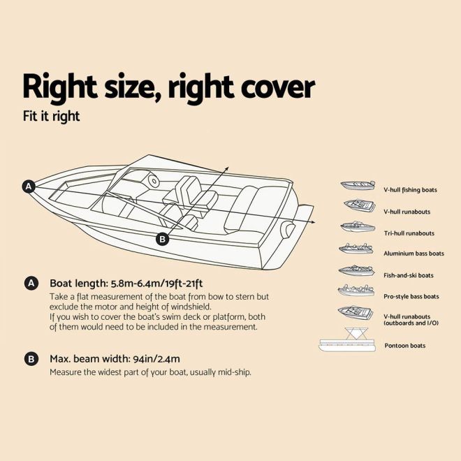 Seamanship Waterproof Boat Cover – 19 – 21ft