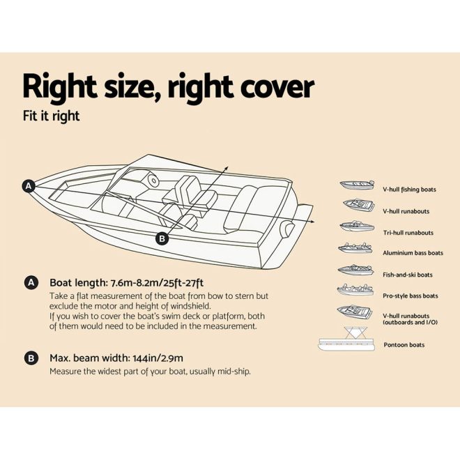 Seamanship Waterproof Boat Cover – 25 – 27ft
