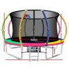 Everfit Trampoline Round Trampolines With Basketball Hoop Kids Present Gift Enclosure Safety Net Pad Outdoor – 12ft, MULTICOLOUR