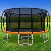 Everfit Trampoline Round Trampolines With Basketball Hoop Kids Present Gift Enclosure Safety Net Pad Outdoor – 16ft, Orange