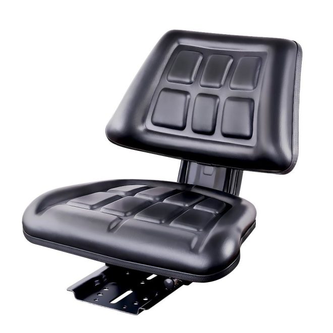 PU Leather Tractor Seat with Sliding Track – Black