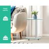 Side Coffee Table Bedside Furniture Oval Tempered Glass Top 2 Tier