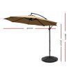 Instahut 3M Umbrella with Base Outdoor Umbrellas Cantilever Sun Beach Garden Patio – 48x48x7.5 cm(Base), Beige