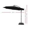 Instahut 3M Umbrella with Base Outdoor Umbrellas Cantilever Sun Beach Garden Patio – 50x50x8.5 cm(Base), Black