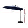 Instahut 3M Umbrella with Base Outdoor Umbrellas Cantilever Sun Beach Garden Patio – 50x50x8.5 cm(Base), Navy Blue
