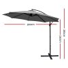 Instahut 3M Cantilevered Outdoor Umbrella – Grey
