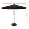 Instahut Outdoor Umbrella 2.7M Pole Cantilever Stand Garden Umbrellas Patio Black – With base