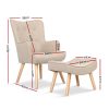 Artiss Armchair Lounge Chair Fabric Sofa Accent Chairs and Ottoman – Beige