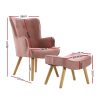 Artiss Armchair Lounge Chair Fabric Sofa Accent Chairs and Ottoman – Pink
