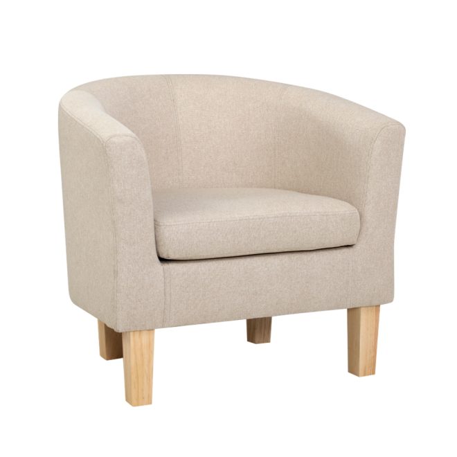 Artiss Armchair Lounge Chair Tub Accent Armchairs Fabric Sofa Chairs – Beige