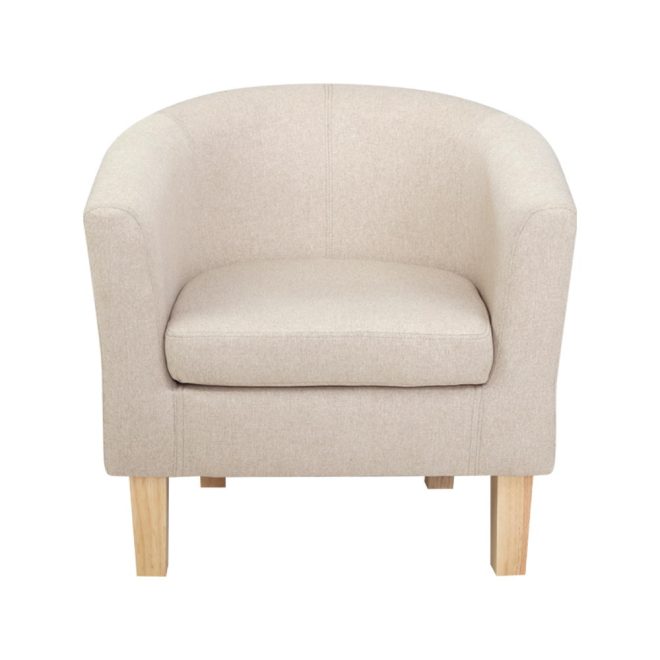 Artiss Armchair Lounge Chair Tub Accent Armchairs Fabric Sofa Chairs – Beige