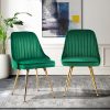 Artiss Set of 2 Dining Chairs Retro Chair Cafe Kitchen Modern Metal Legs Velvet – Green